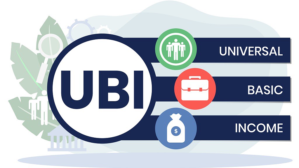 A graphic displaying the words Universal Basic Income.