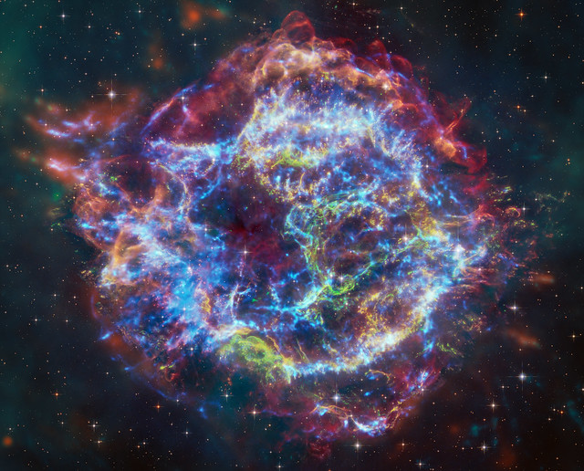 Cas A - Chandra/Webb/Hubble/Spitzer composite